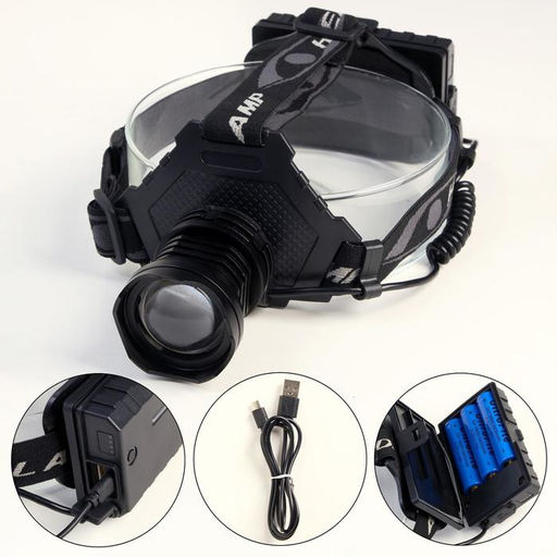 Фонарь налобный аккумуляторный, 10 Вт, 2000 мАч, P50, zoom, индикатор заряда, 3 режима, USB - Simaland фото 2