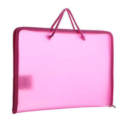 Папка с ручками А4, 230 х 185 х 25 мм, молния вокруг, пластиковая, ПТ-112, Офис, тонированная, цвет розовый - Calligrata фото 2