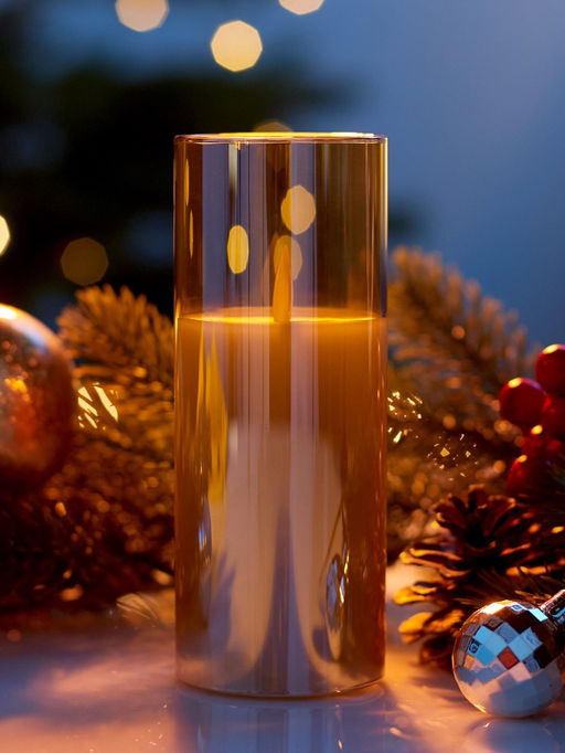 Светодиодная свеча «Золотистая», 14×5.5 см, от батареек AAx2, свечение тёплое белое