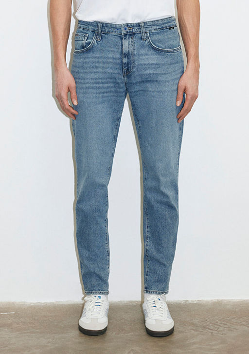 Milan Premium Blue Puslu Ac?k Mavi Jean Pantolon  фото 4