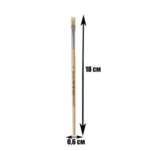 Цена за 10 шт. Кисть для рисования, щетина, № 3, плоская, деревянная ручка, международный размер