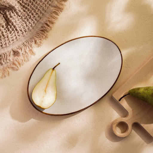 Блюдо SL Home «Волна в камне», 30.5×20 см, фарфор, белое