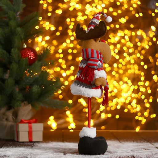 Игрушка мягкая «Олень в полосатом шарфике-длинные ножки» стоит, 11×36 см