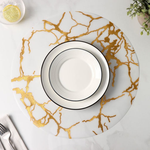 Цена за 12 шт. Салфетка сервировочная на стол Мрамор, d=38 см, цвет белый - Simaland фото 10