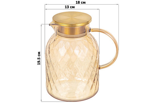 Кувшин 1,8 л 18*13*19,5 см Crystal glass золото+метал.крышк. с силик.уплотнит, ионное покр - Elan gallery фото 2