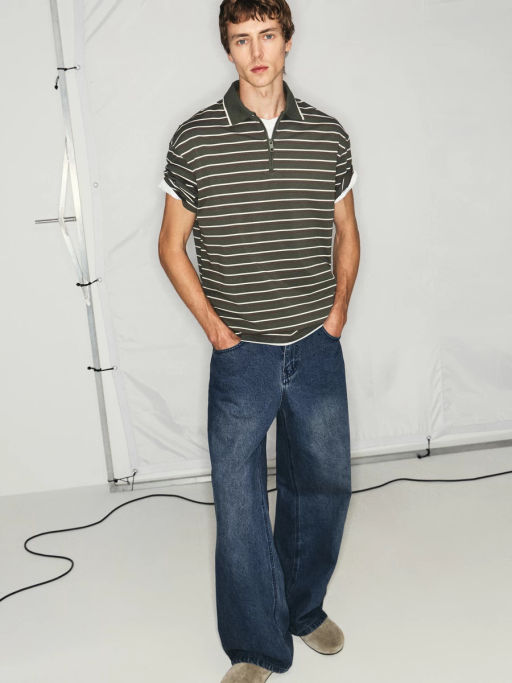 Футболка на молнии в полоску / Zarina фото 3