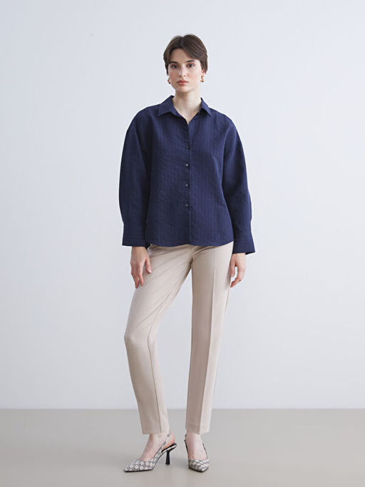 ?izgili Oversize Modal Kar???ml? Kad?n G?mlek