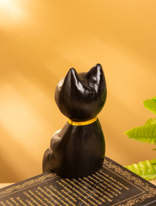 Сувенир «Кот сидячий», 5×6×15 см, дерево, чёрный