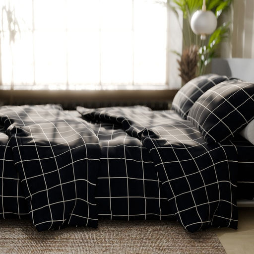 Постельное бельё Этель дуэт Клетка цвет чёрный 143х215-2 шт, 220х240, 50х70-2 шт, бязь, 125 г/м2  фото 10