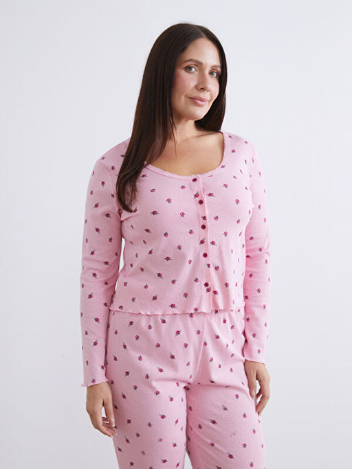 U Yaka ?i?ekli Kad?n Pijama Tak?m