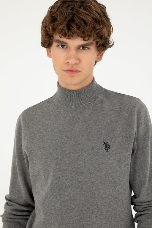 Мужской серый меланжевый базовый свитер Неожиданная скидка в корзине - U.s. polo assn фото 2