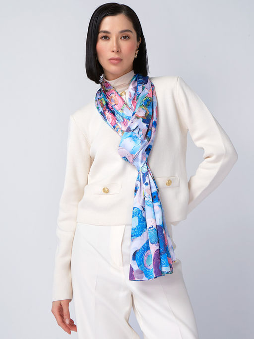 Большой, мягкий, тонкий и очень нежный двусторонний палантин с рисунком - Tantino фото 6