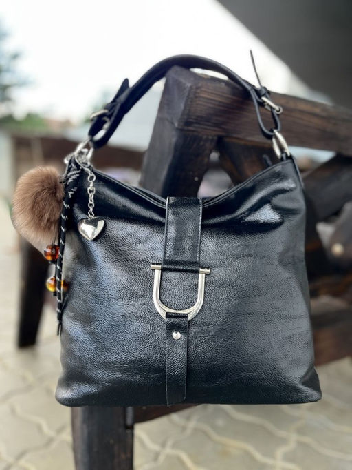 Женская сумка хобо из эко кожи 007 Черный - Cidirro фото 2