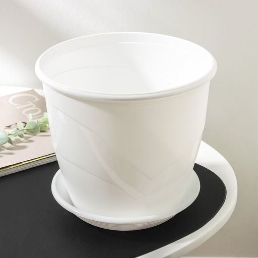 Цена за 2 шт. Горшок для цветов с поддоном «Венеция», 4,1 л, d=21 см, белый