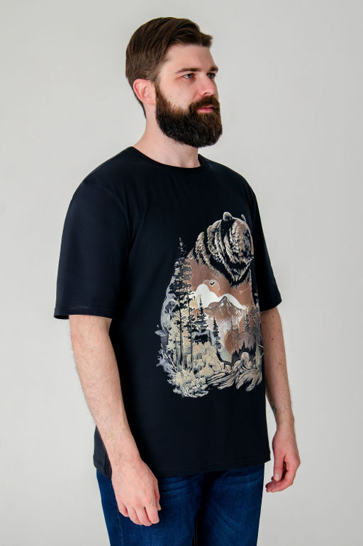 Арт. 614-145 Футболка мужская 50-60 (6 шт) Цвет:черный - Идеал фото 3