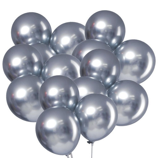 Шар латексный 9 Хром, металл, набор 100 шт., цвет серебряный - Leti фото 2