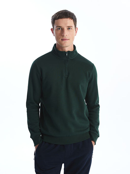 Dik Yaka Uzun Kollu Erkek Kal?n Sweatshirt