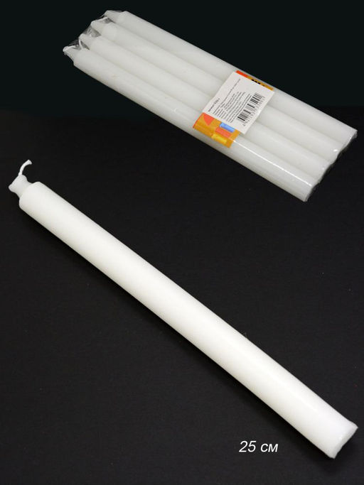 Свеча стержень белая 4 штуки 25 см / G354-1 /уп 60/ - ГалеонТрейд фото 2