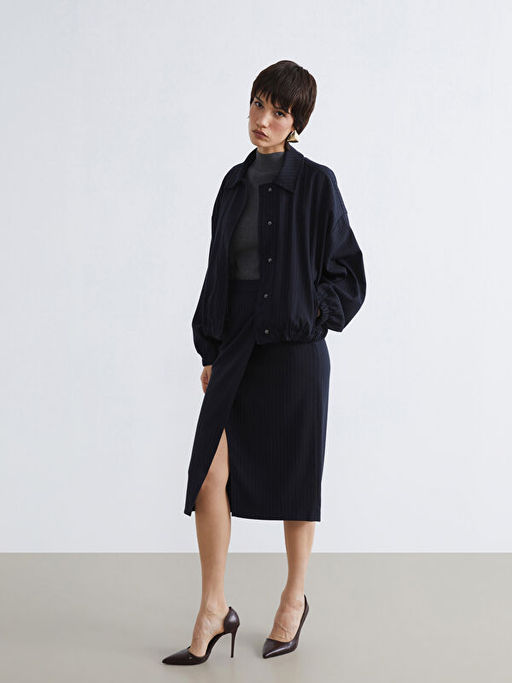 Beli Fermuarl? ?izgili Etek