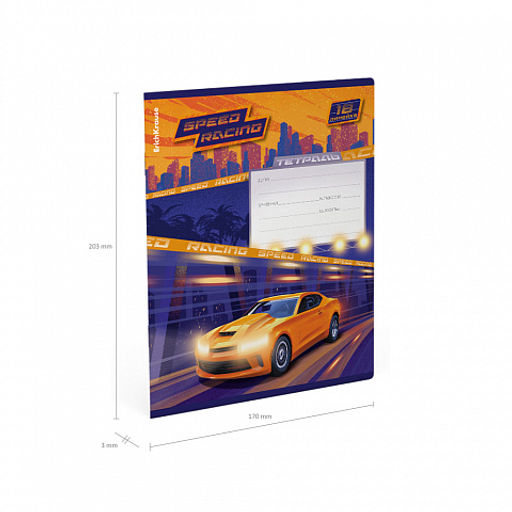 Цена за 10 шт. Тетрадь школьная ученическая ErichKrause Sport Car, 18 листов, линейка, выборочный УФ-лак (в плёнке по 10 шт.)_MIX-PACK  фото 10
