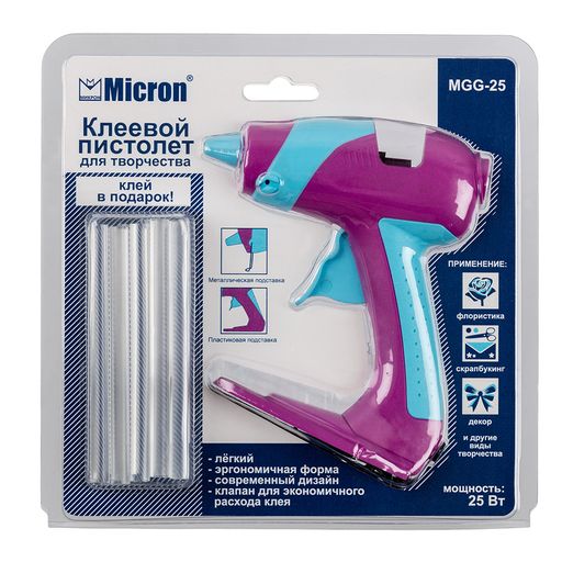Micron Пистолет клеевой MGG-25 d 7.2 мм в блистере для творчества