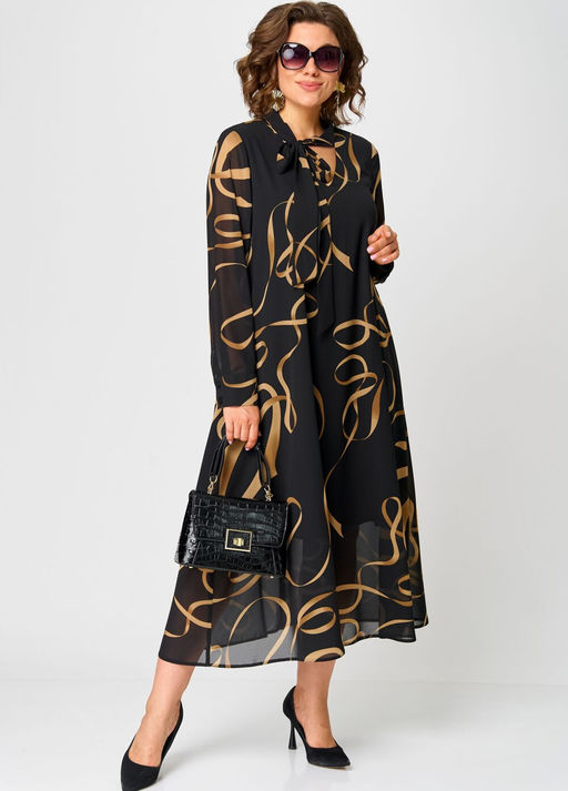 Платье EVA GRANT 7293 черный с принтом