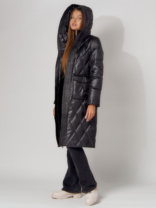 Пальто утепленное стеганое зимнее женское черного цвета 448602Ch - Mtforce фото 9
