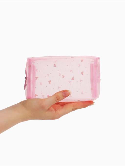 Косметичка дор Сердца, сетка 18*7,5*10, отд на молнии, розовый