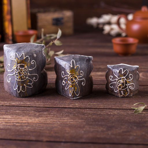 Сувенирный набор «Совы с узором», 6×14×7 см, дерево