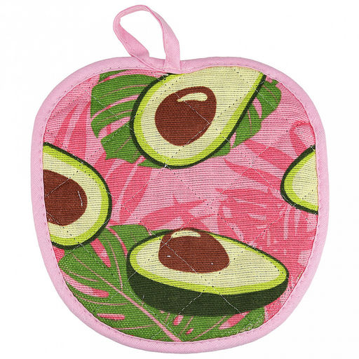 Прихватка с запахом 19х19см "Авокадо, вид 7/1", форма "Яблоко", рогожка 171г/м2, хлопок 100%, наполнитель - ватин 280г/м2, на пластмассовом подвесе, "Домашняя мода" (Россия)