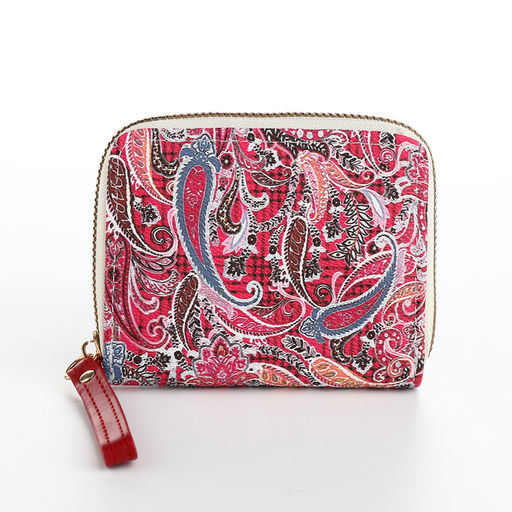 Кошелёк женский на молнии с ремешком, фуксия