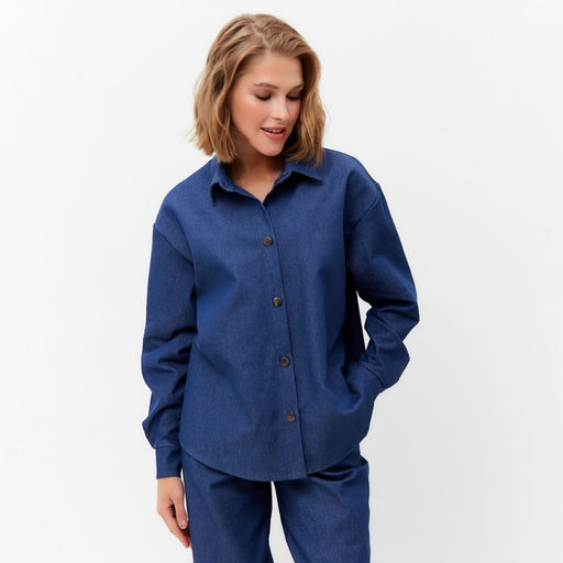 Рубашка женская MINAKU: Jeans Collection, размер 50, синяя