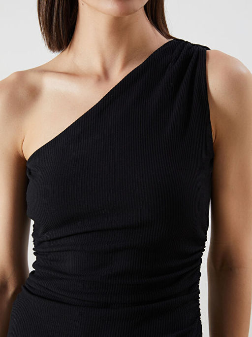 Tek Omuz B?zg?l? Bodycon Elbise