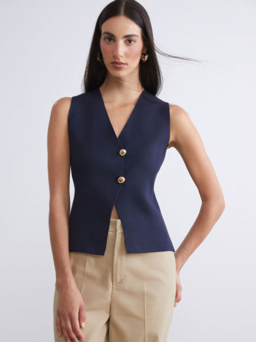 V Yaka Kad?n Triko Yelek