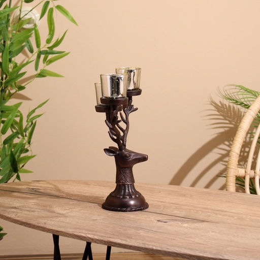 Подсвечник на 4 свечи «Олень», 26×13×30 см, алюминий