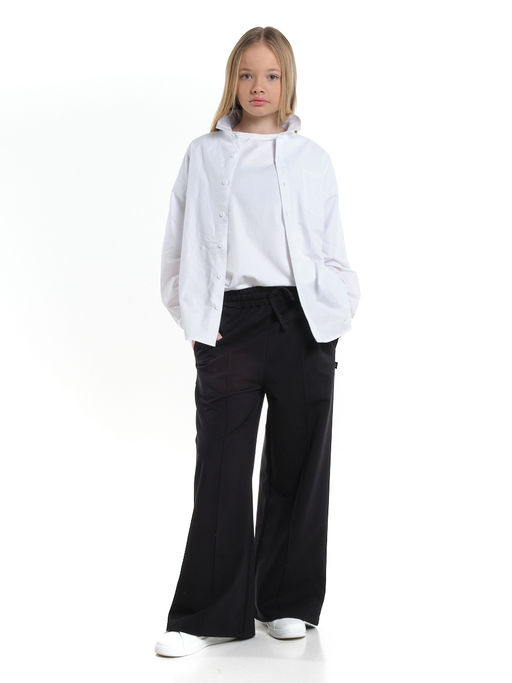 Брюки для девочки со строчкой черные школьные штаны с карманами 22-1564 черный - Mini maxi фото 4