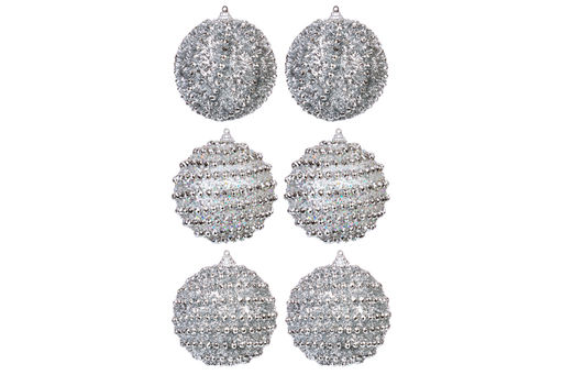 Набор 6 новогодних шаров 9,5*9,5 см Серебряный узор - Elan gallery фото 10