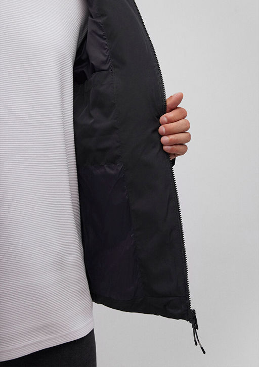 Kapusonlu Siyah Sisme Mont - Mavi фото 5