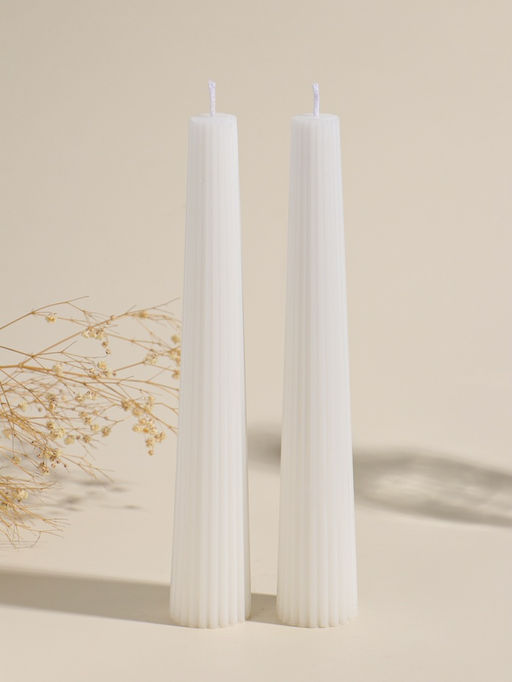 Набор свечей, 3.5х23 см, 2 шт "Башня" белый 4х9,5х25 см