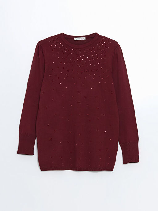 Bisiklet Yaka Ta?l? Kad?n Triko Kazak