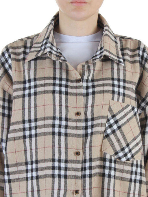 C501 BEIGE Рубашка женская оверсайз (95% хлопок, 5% спандекс)