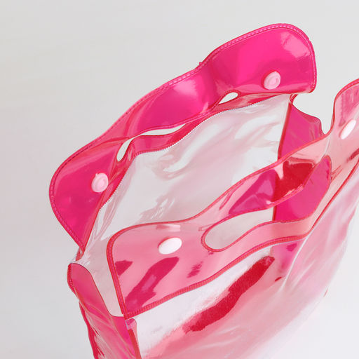 Косметичка на кнопках для бассейна, с ручками, прозрачная/малиновая