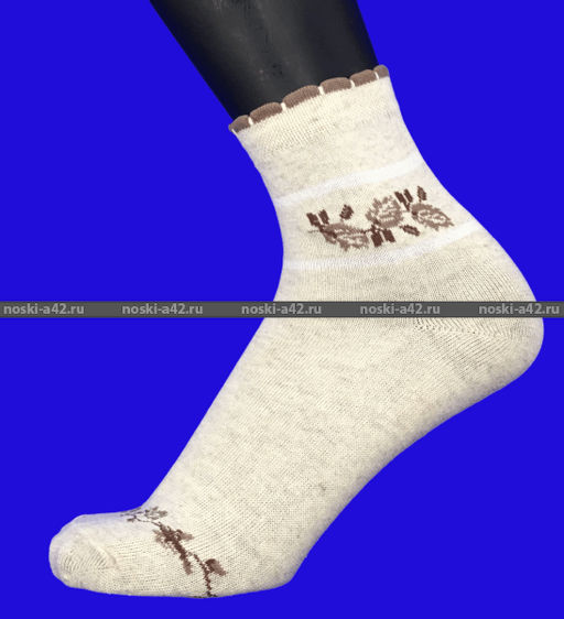 Цена за 10 пар. Беларусь носки женские лен гладкие Роза 23  фото 2