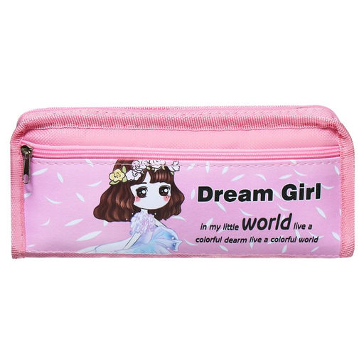 Пенал школьный на молнии Calligrata «Аниме», 2 отделения, розовый