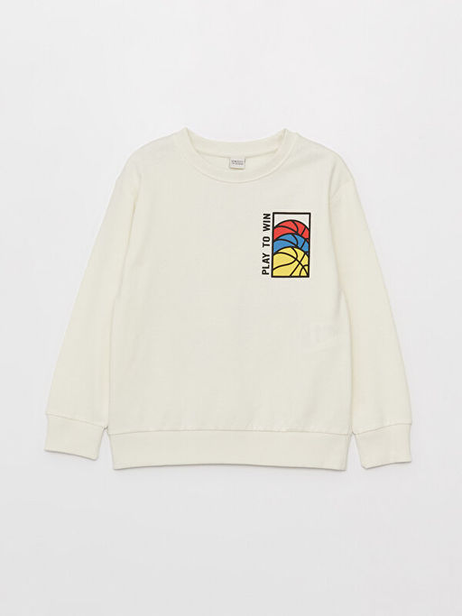 Bisiklet Yaka Bask?l? Uzun Kollu Erkek ?ocuk Sweatshirt - Waikiki фото 3