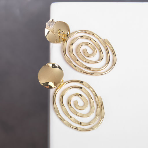 Серьги металл Врата два овала, цвет золото - Queen fair фото 2