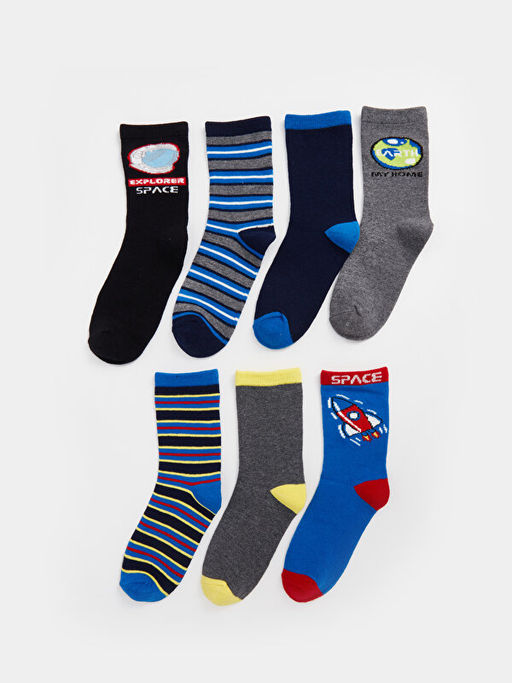 Desenli Erkek ?ocuk Soket ?orap 7li