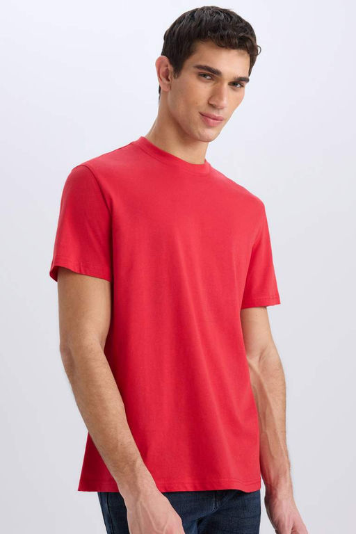 New Regular Fit Bisiklet Yaka Basic Duz K?sa Kollu Tisort - Defacto фото 2