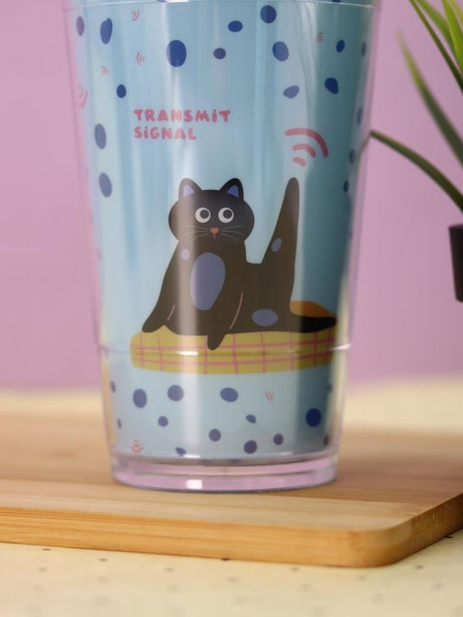 Тамблер iLikeGift "Yoga cat", blue (450 мл)