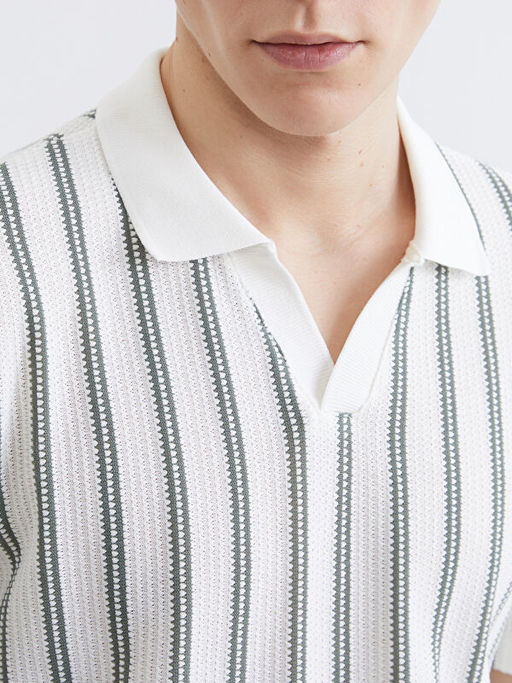 Polo Yaka ?izgili Penye Erkek Ti??rt